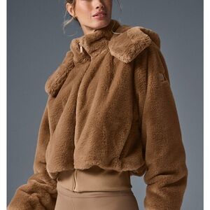 Alo Foxy Faux Fur jacket in toasted almond